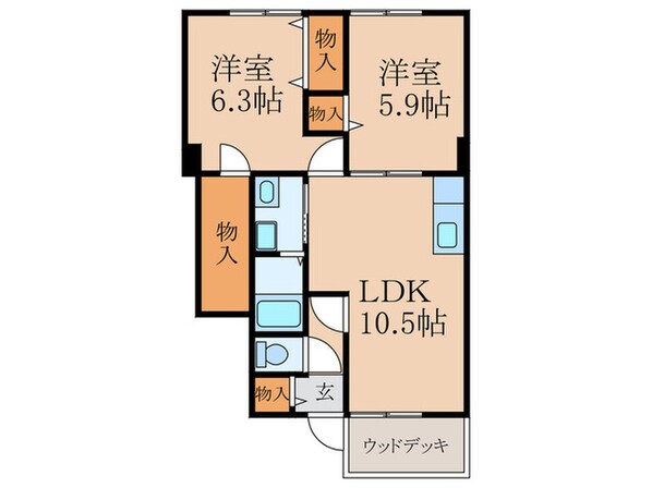 エスポワ－ル高野Ａ棟の物件間取画像